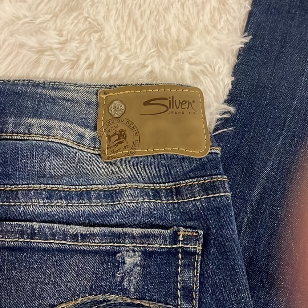 SILVER ripped skinny jeans. Size 27 - Picture 3 of 9